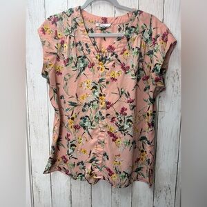 DR2 Pink Floral Women's Blouse size Large